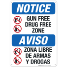 Gun Free Drug Free Zone Bilingual Sign