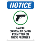 Lawful Concealed Carry Permitted On These Premises Sign, (SI-64548)
