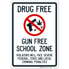 Drug Free Gun Free School Zone Violators Will Face Severe Federal Sign