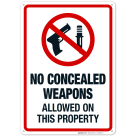 No Concealed Weapons Allowed On This Property Sign