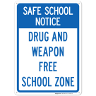 Drug And Weapon Free School Zone Sign
