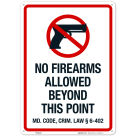 Maryland No Firearms Allowed Beyond This Point Sign