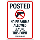 Washington Posted No Firearms Allowed Beyond This Point Sign