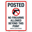 North Dakota Posted No Firearms Allowed Beyond This Point Sign