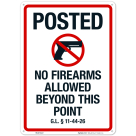 Rhode Island Posted No Firearms Allowed Beyond This Point Sign