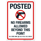 Virginia Posted No Firearms Allowed Beyond This Point Sign