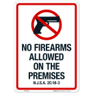New Jersey No Firearms Allowed On The Premises Sign