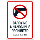 Arkansas Carrying A Handgun Is Prohibited Sign, (SI-64639)