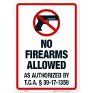 Tennessee No Firearms Allowed Sign