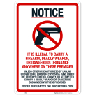 Ohio Notice It Is Illegal To Carry A Firearm Deadly Weapon Or Dangerous Ordnance Sign