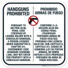 Concealed Handguns Prohibited Regulations Bilingual Sign