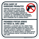 Open Carry of Handguns Prohibited Bilingual Sign