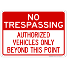 Authorized Vehicles Only Beyond This Point Sign
