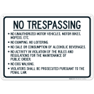 No Trespassing No Unauthorized Motor Vehicles Motor Bikes Mopeds Etc No Dumping Sign