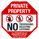 Private Property No Trespassing Soliciting All Offenders Will Be Prosecuted Sign