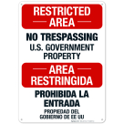 No Trespassing US Government Property Bilingual Sign