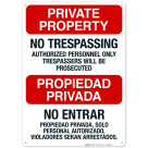 No Trespassing Authorized Personnel Only Trespassers Will Be Prosecuted Bilingual Sign