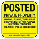 Posted Private Property Hunting Fishing Trapping Or Trespassing Violators Sign