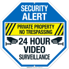 Private Property No Trespassing 24 Hour Video Surveillance Sign