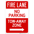 Fire Lane Tow Away Zone With Right Arrow Sign, (SI-65031)