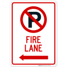Fire Lane With Left Arrow Sign