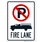 No Parking Fire Lane With Graphic Sign