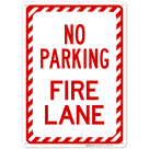 No Parking Fire Lane With Stripped Border Sign