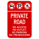 Private Road No Access Outlet Parking Trespassing With Graphics Sign