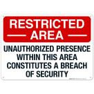 Unauthorized Presence Within This Area Constitutes A Breach Of Security Sign