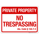 Alabama No Trespassing Private Property Sign