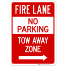 Fire Lane Tow Away Zone With Right Arrow Sign