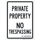 Indiana Private Property No Trespassing Sign