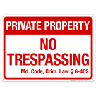 Maryland No Trespassing Private Property Sign