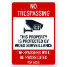 New Hampshire This Property Is Protected By Video Surveillance Trespassers Sign