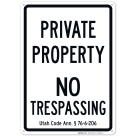 Utah Private Property No Trespassing Sign