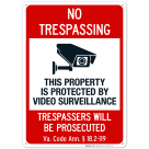 Virginia This Property Is Protected By Video Surveillance Trespassers Sign