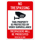 Washington This Property Is Protected By Video Surveillance Trespassers Sign