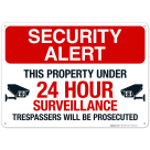 Security Alert This Property Under 24 Hour Surveillance Trespassers Sign, (SI-65467)