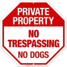 Private Property No Trespassing No Dogs Sign