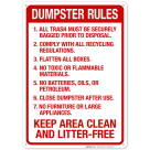 All Trash Must Be Securely Bagged Prior To Disposal Keep Area Clean And Litter Free Sign