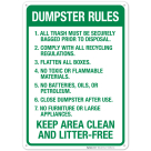Keep Area Clean And Litter Free Sign