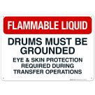 Flammable Liquid Drums Must Be Grounded Sign
