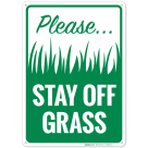 Please Stay Off Grass With Graphic Sign