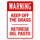 Warning Keep Off The Grass Bilingual Sign