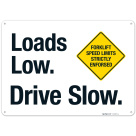 Loads Low Drive Slow Forklift Speed Limits Strictly Enforced Sign