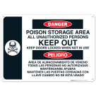 Danger Poison Storage Area Bilingual Sign
