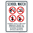 School Watch Students Faculty And Staff Immediately Report All Suspicious Persons Sign