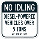 No Idling Diesel-Powered Vehicles Over 5 Tons Sign
