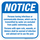 Persons Having Infectious Or Communicable Disease Sign, Pool Sign