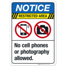 No Cell Phones Or Photography Allowed Sign